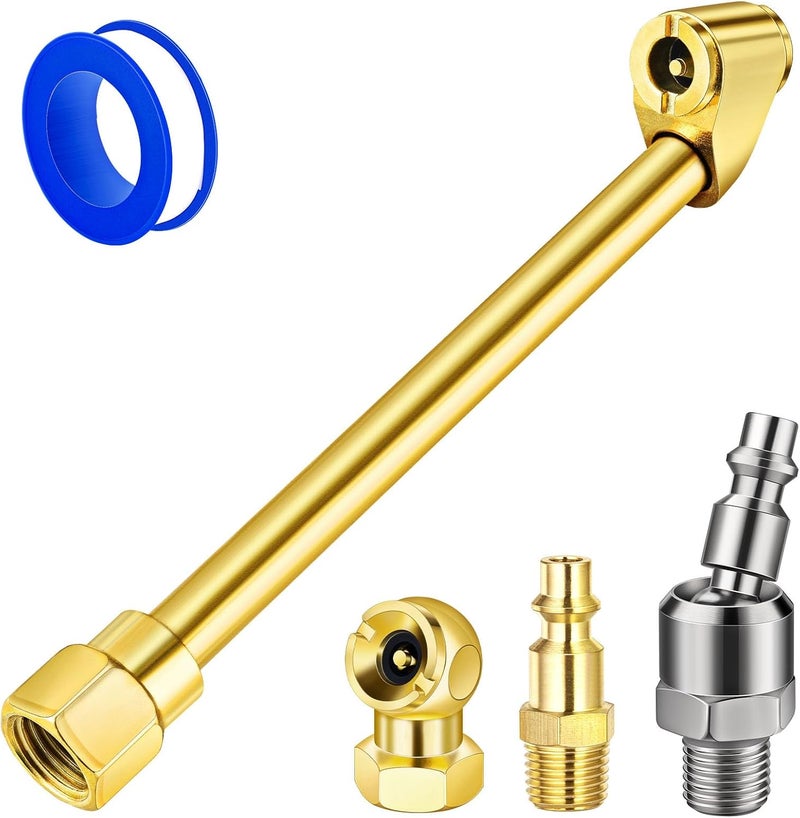 EVOULTES 5-pack 360° Swivel Dual Head Air Chuck Kit, 1/4" Female NPT Closed Ball Tire Chuck with Standard Brass Quick Plug,2-Way Connection Tire Air Fill Kit for Tire Inflator Gauge and Air air compressor - Image 1